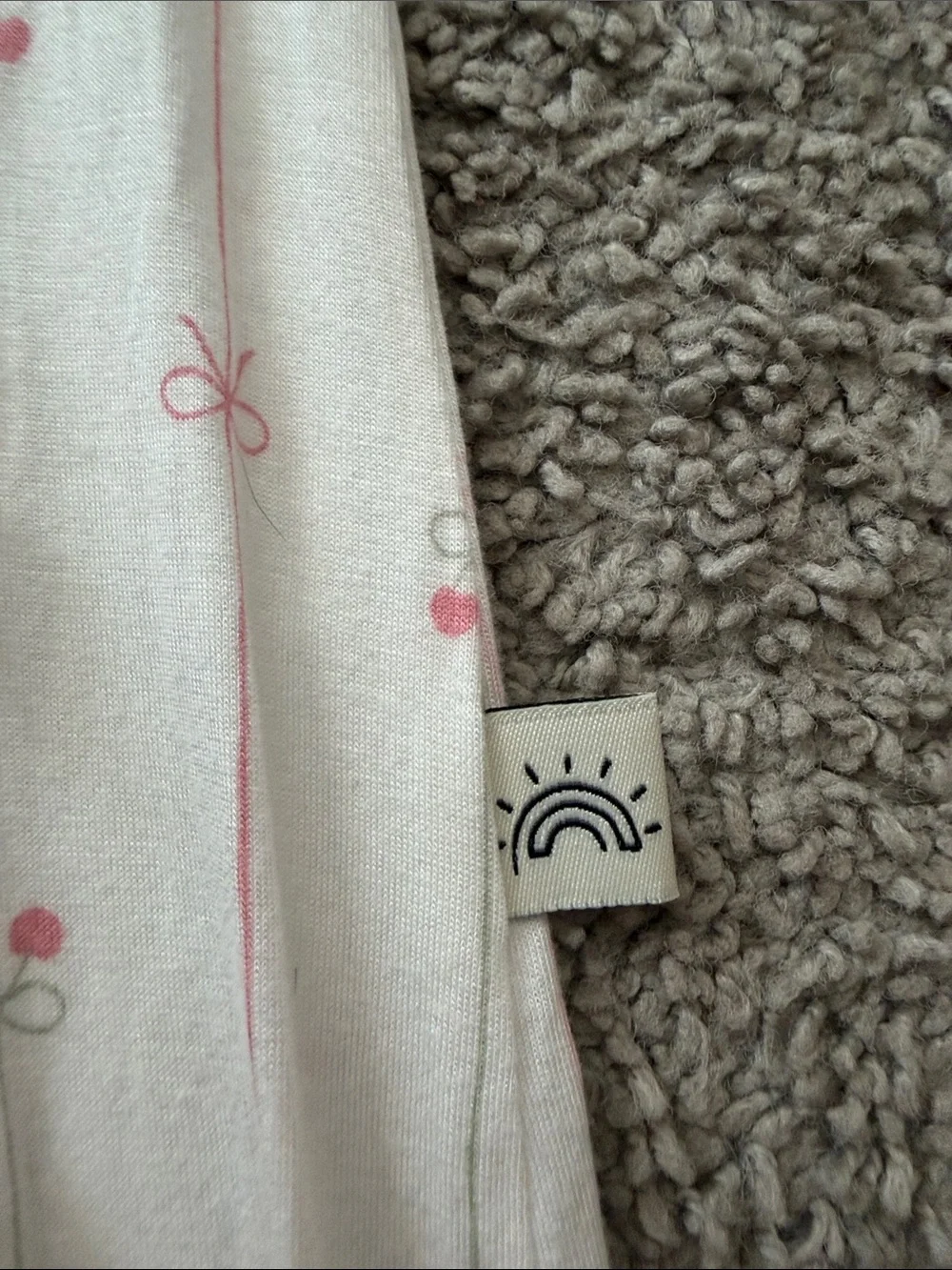 Cream Footed One-Piece with Pink Cherry Print and Ruffle Trim